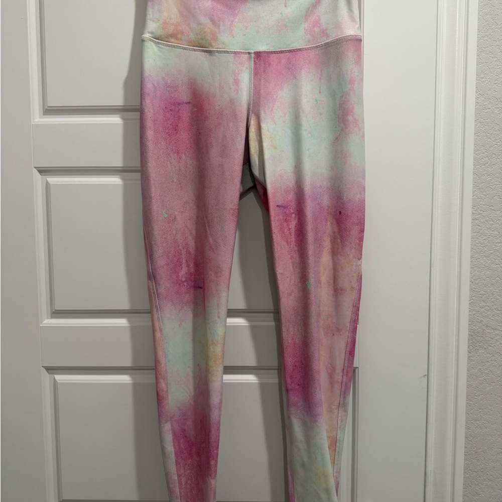 Reebok Pink and White Tie-Dye Leggings